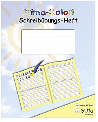 Prima-Colori Schreibübungs-Heft - SÜ1a - Druckschrift - Lineatur 6/8/6 mm - TimeTEX - FormaTex-Format A5+ - Schreiblern-Heft - 92340