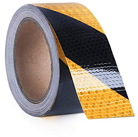 ONTWIE 5CM x 10M Reflektierendes Klebeband, Reflektierende Sicherheitsgefahren-Vorsichtsmaßnahme Starkes Reflexionsvermögen Stark haftende helle Farbanmerkung für den Straßenverkehr