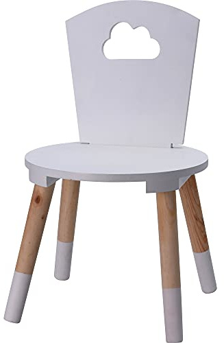 Wadiga Kinderstuhl, Weiß und Holz, Wolke, 32 x 32 x 50 cm
