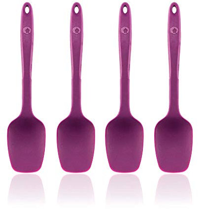 Kochblume Flexlöffel S 4er Set | Premium-Silikon & BPA frei| Hitzebeständig | Spülmaschinenfest | Farbe: lila