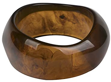 COLORFUL BLING Multiple Color Acrylic Resin Irregular Geometric Bangle Bracelet Tortoiseshell Acetate Mottled Wide Chunky Cuff Bangle for Women Wristband Jewelry-brown