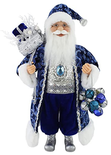Windy Hill Collection 16 Inch Standing Brilliant Blue Santa Claus Christmas Figurine Figure Decoration 162084