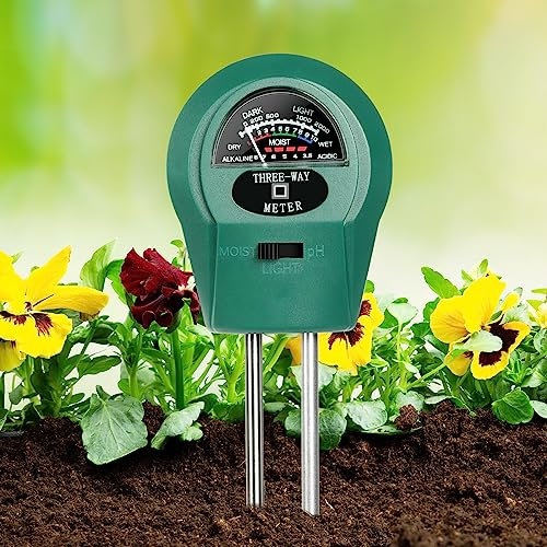 Flintronic Medidor de Humedad del Suelo, 3 en 1 Probador de Suelo Preciso con Medidor de pH, Luz y Humedad, Probador de Humedad de Agricultura/Jardín, para Interior y Exterior