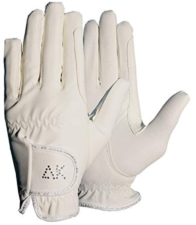 AK Horse Riding Guantes de montar para mujeres, hombres y niños con piedras Horse Riding Gloves AKRS-6710 (White, M)