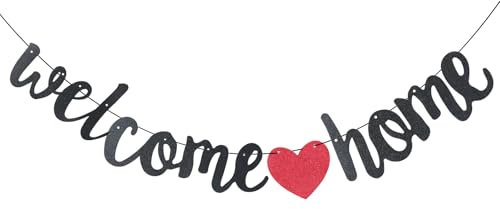 Volumoon Banner Welcome Home, Benvenuto Home Banner, Striscione Bentornato a Casa, Banner di Benvenuto a Casa, Striscione Benvenuto Neonato, Bentornata Decorazione Addobbi per Famiglia Festa