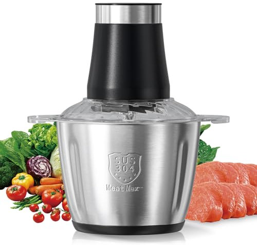 Tritatutto da Cucina Elettrico QKHSL 3L Grande Capacità 500W Tritatutto Elettrico Frullatore Multifunzione con Ciotola in Acciaio Inox 2 velocità per Frutta, Verdura, Carne, Spezie