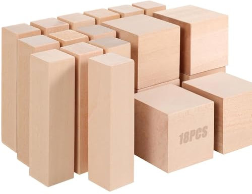 18 Basswood Carving Blocks, Smooth Surface Whittling Wood Set for DIY Carving, Shaping, Creative Whittling