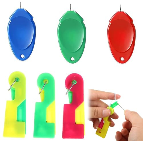 IKOPFLN Set da 6 pezzi di infilatrice, infilatrice in plastica, infilatrice per macchina per cucire, strumento per infilare per cucire manuale