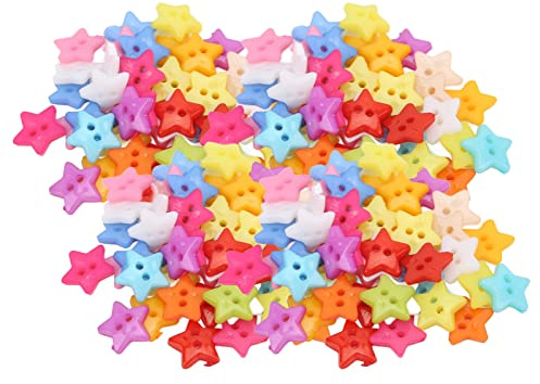 200 Pcs Star Shaped Resin Buttons for Sewing Crafts - NonFade Colorful Small Buttons Accessories for Clothing,Knitting,Scrapbooking, Cute for Kids & Craft Lovers (12MM)
