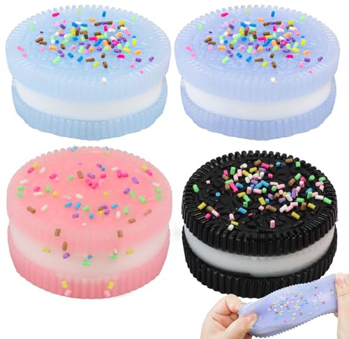 4 Pezzi Biscotto Antistress, Giocattolo Antistress Per Biscotti, Giocattolo Ultra Morbido di Decompressione, Biscotto per Alleviare lo Stress,Squishy Biscuit Toys per Bambini e Adulti