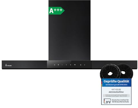 KKT KOLBE SHAPE9005S - Cappa aspirante 90 cm | A+++ | 754 cbm/h | cappa da parete | aria di scarico | modalità automatica | vetro | retromarcia automatico | illuminazione LED Bi-Color | funzionamento