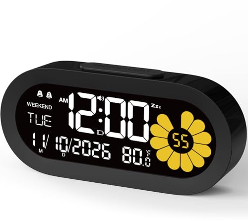 Digital Alarm Clock for Bedroom, Dual Alarm, Weekend Mode & VA LCD Display | 3 Brightness Levels, 4 Alarm Sounds, Adjustable Volume, USB-C Power & Battery Backup for Bedroom, Dorm & Office