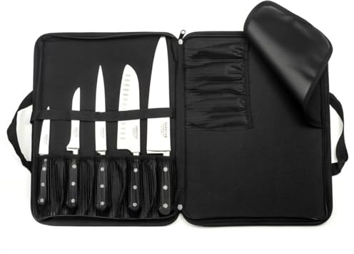 SABATIER TROMPETTE - Trousse avec 5 couteaux de cuisine - Origin - Acier 5Cr15MoV finition satinée manche ABS - 40 x 30 cm - Noir