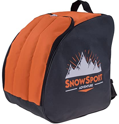 Housse pour chaussures de ski - Sac à dos pour sports de neige - Bleu marine/orange/rose (orange)