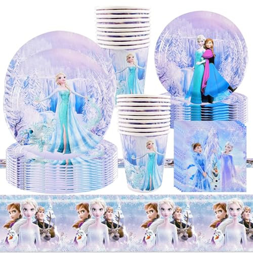 Runup 81 Stück Geburtstag Partygeschirr, Geburtstagsdeko, Geburtstag Partyzubehör einschließlich Teller, Tassen, Servietten, Tischtuch, Kindergeburtstag Deko für 20 Personen