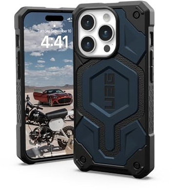 URBAN Armor Gear Monarch Pro Schutzhülle kompatibel mit Apple iPhone 15 Pro Hülle [Wireless Charging/Magnetische Aufladung kompatibel, 5-Schichten Schutz] blau (Mallard)