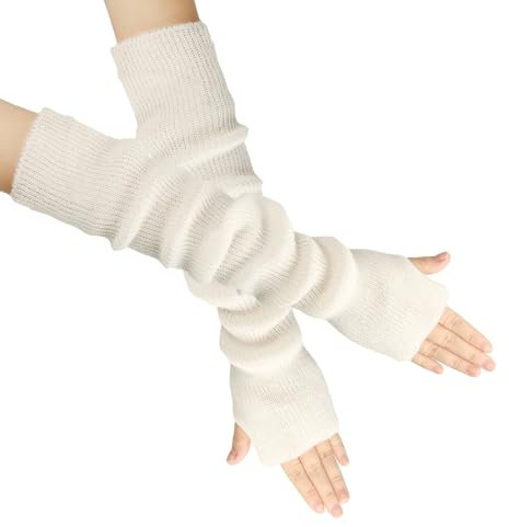 OTKARXUS Armstulpen Damen,1 Paar Lang Fingerlose Handschuhe Stricken mit Daumenloch,Winter Warme Pulswärmer Fäustlinge für Frauen Damen Mädchen
