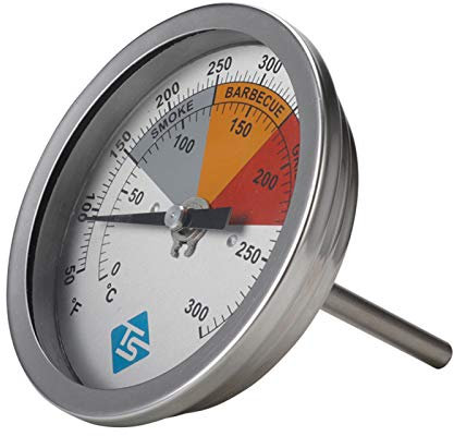 Thermomètre de fumoir analogique - Affichage de la température - Pour barbecue au charbon de bois - Couvercle analogique bimétallique - Thermomètre de mesure pour fumoir