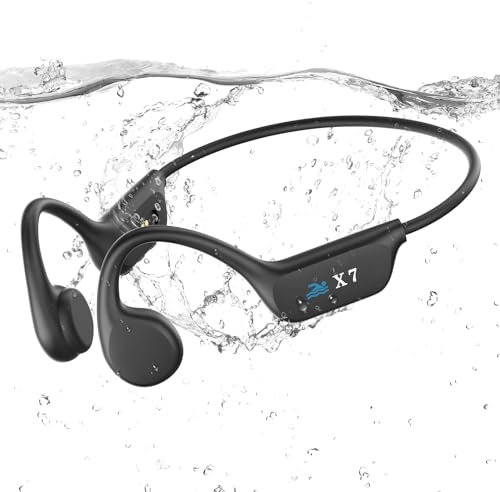 Guudsoud Auriculares de natación, conducción ósea, Bluetooth 5.3, IP68, impermeables, abiertos, reproductor MP3 integrado, memoria 32G, auriculares deportivos inalámbricos subacuáticos para nadar,