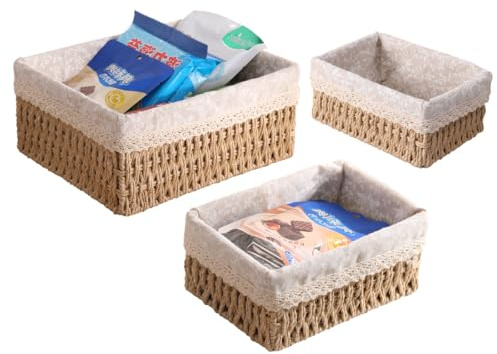 feyiubmen Lot de 3 paniers de rangement pour jouets de salle de bain - Panier tressé pour table à langer - Panier pour chambre d'enfant - Petit panier - En tissu recyclable