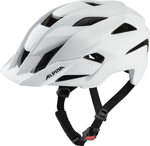 ALPINA KAMLOOP, white matt, 55-59 cm, mångsidig all-mountain och trail-hjälm för optimal skydd och komfort för vuxna