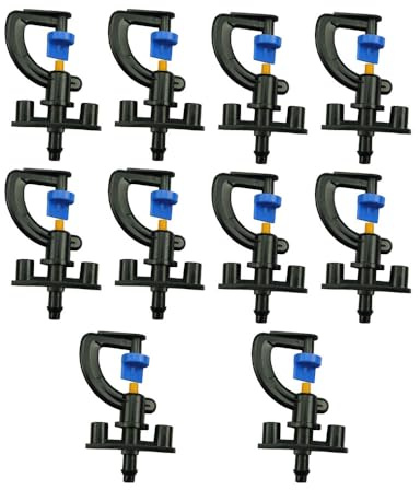 Lot de 10 micro-arroseurs rotatifs avec micro buse d'arrosage pour plantes - Système d'irrigation et d'égouttement - Micro rotor pour serre (tête d'arrosage réfractive de type G à 180°)