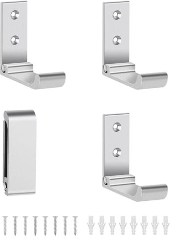 Boutihao 4 Stücke Faltbarer Wandhaken, Unsichtbare Klappbare Wandhalterung, Kopfhörer Wandhalterung, 90° Faltbare Kleiderhaken, Aluminiumlegierung, mit Schrauben, für Küche Badezimmer Wand(Silber)