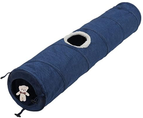 Vriusi Foldable Dog Tunnel, Pet Tunnels, Flange Dog Agility Tunnels, Interactive Dog Tube Folding Cat Indoor Tunnel, Small Animal Exercise Habitat Decor, All-season Pet Furniture for Balcony