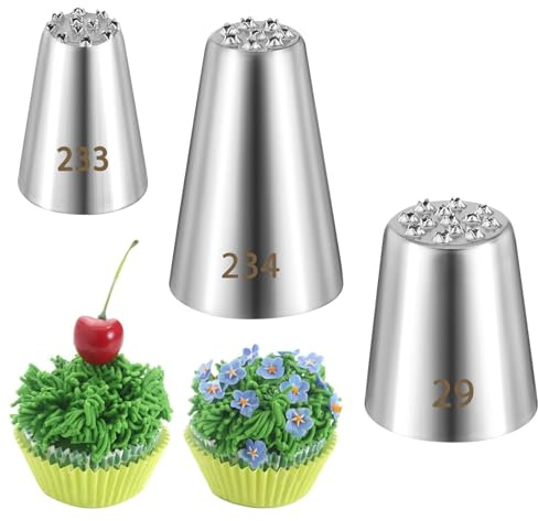 3 PCS Grass Piping Tip, Frosting Tips, Large Piping Tips for Cake Decorating with 233 234 29 Decorating Tip for Frosting, Multi-opening
