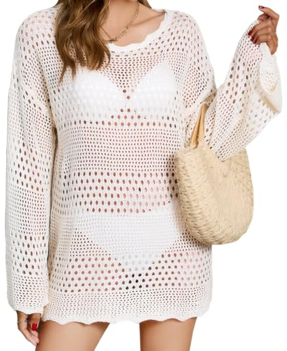 ueslwser Womens Crochet Cover Up Womens Bathing Suit Cover Ups Women's Beach Cover Up Swimsuit Cover Ups Bikini Cover Ups