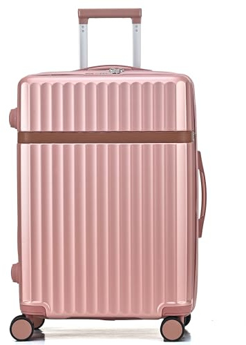 RMW 24 Inch Medium Suitcase Lightweight Hard Shell Luggage with 360° Spinner Wheels 3-Digit Combination Lock, Airline Checked & Carry-On Compatible Travel Bag (Rose Gold, Medium 24)