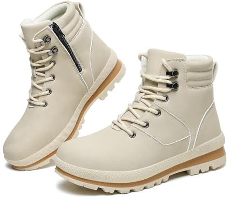 Bravover Bottes de marche pour femme mi-mollet à lacets légères doublure douce style hiver pour