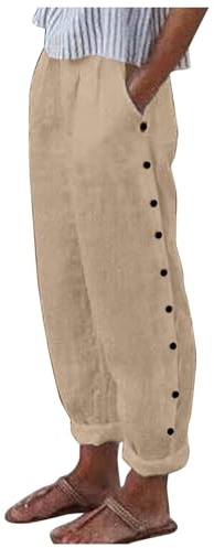 Pantalon de rééducation pour femme - Ouverture latérale - Taille haute - Jambe large - Pantalon tendance avec cordon de serrage - Pantalon long confortable avec jambes droites - Pantalon large et