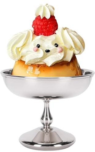 Buachois Inoxidable Vaso de Helado, Reutilizable Tazón de Postre de Taza de Helado, Mini Tazón de Postre de Acero, Copa de Dulces de Bocadillo de Pie Redondo para Ensalada Fruta de Budinco de Yogurt