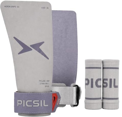 PICSIL Heron Grips – Hybrid Handskydd för Gymnastik & Fitness | 3-lagers aramidkonstruktion för anpassat grepp på stänger och ringar. Använd med eller utan magnesium. Inkl. 2 handledsband.