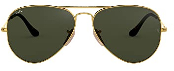 Ray-Ban RB3025 Classic Aviator Sunglasses, Gold on Black/G-15 Green, 58 mm