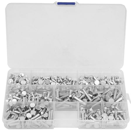 M4 Platta Huvud Solida Nitar Sortiment Kit 350st Aluminium 7 Storlekar 4-20mm med Förvaringsbox Solida Aluminium Nitar