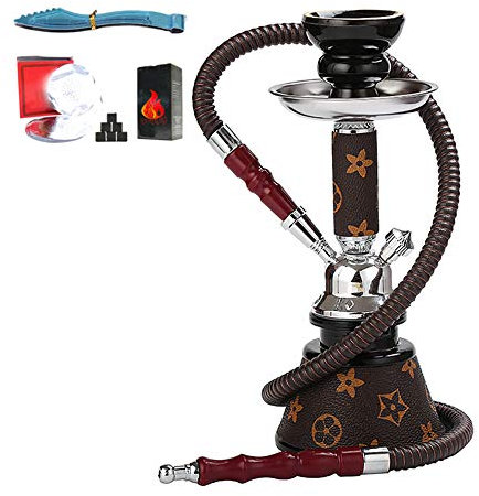 Hookah Set 1 Manguera con un Cuenco de Cerámica, Jarrón de Agua de Vidrio Y Hollín, Clip de Carbón, Lámina de Aislamiento Térmico para Fumar Mejor Shisha Hookah,B,Single Tube