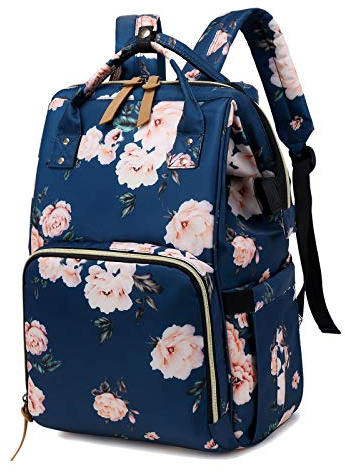 FANDARE Mochilas de Pañales Bebé Bolsa de Pañales con Puerto USB Enchufe de Audífonos Mochila de Viaje Mamá Multifuncional Gran Bolsa de Cambio de Bebé Duradero Nylon Azul