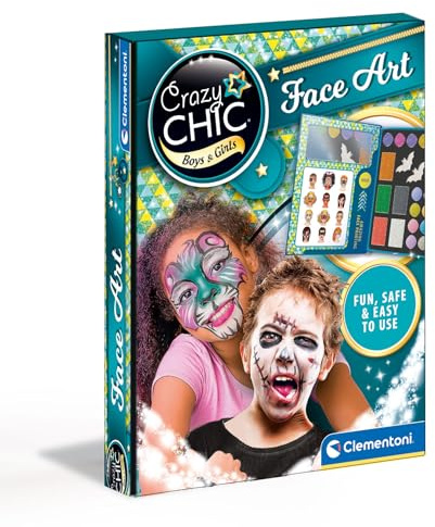 Clementoni - 18605 - Crazy Chic - Face Art, Cofanetto con Pittura per Il Viso - truccabimbi Kit - Trousse, Trucchi per Bambini, Cofanetto con Trucchi, Make up, Set Cosmetici per Bambini 6 Anni