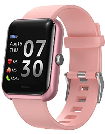 SUPBRO Smartwatch Fitness Armband Tracker Voller Touch Screen Uhr IP68 Wasserdicht Armbanduhr Smart Watch mit Schrittzähler Pulsmesser Stoppuhr für Damen Kinder Sportuhr für iOS Android (Rosa)