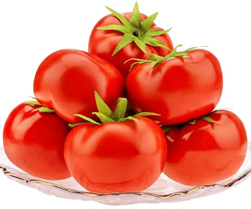 Meiwlong 6 tomates falsos realistas de verduras artificiales para el hogar, cocina, cosecha, fiesta, decoración realista, accesorios de fotografía, modelo de centro de mesa de Acción de Gracias
