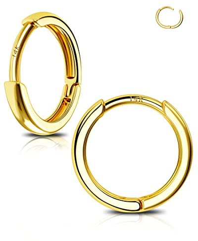 Jewseen 14K Or Jaune Nez Ring Septum Hoop Boucles D'oreilles Nose Hoop Helix Boucles D'oreilles Cartilage Perforé Boucle D'oreilles 6mm