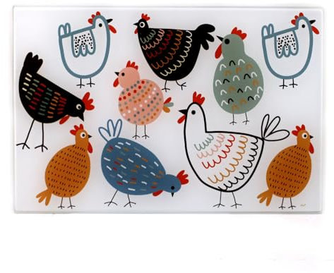 Planche à découper en Verre Motifs de Poules Colors 20 x 30 cm Planche de Cuisine