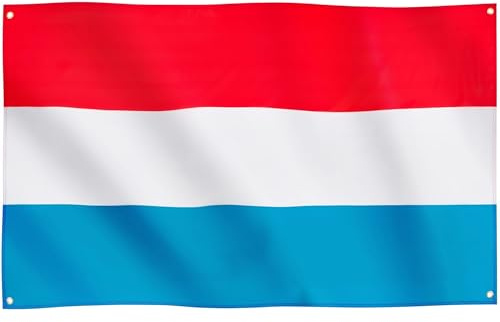 Runesol Drapeau du Luxembourg, 91x152cm, 3ft x 5ft, 4 Anneaux, œillet dans chaque coin, Luxembörg, Drapeau national, Drapeaux Premium, Intérieur, Extérieur, Fasching, Couleurs vives