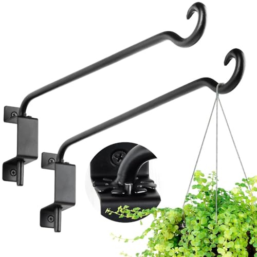 Qiang Ni Plant Hanger Outdoor: 12 Inch Bird Feeder Bracket for Garden Patio Decor - 2 PCS Swivel Adjustable Wall Mount Plant Hook for Hanging Flower Baskets