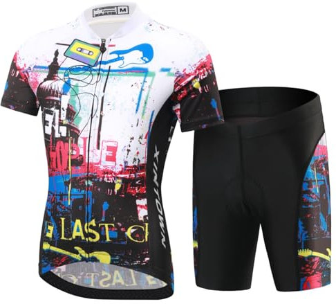 Amur Leopard Kinder Radtrikot Set Jungen Mädchen Fahrrad Trikot Kurzarm & Kurz Radhose mit 3D Sitzpolster Atmungsaktiv Radsport Bekleidung, Weiß-Set, 152-158(Etikettengröße: XXXL)