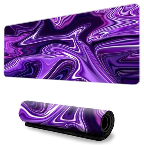 Hixingo Fluide Coloré Tapis de Souris XXL/XL/L, Tapis de Souris Gamer, Tapis Souris avec Bords Cousus, 3D Tapis de Souris en Base Antidérapante, Convient pour Gaming, Maison (700x300x3mm,Violet 2)