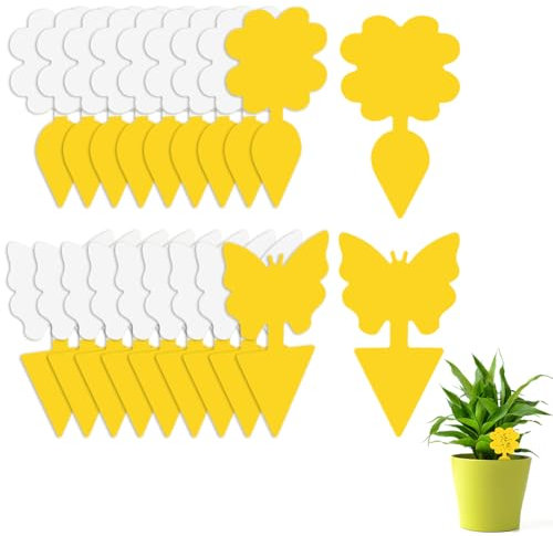 Flintronic Pièges à Insectes, 20PC Attrape Moucheron Plantes, Plug-in Pièges à Insectes Pièges Engluées Autocollants Colle Double sans Insecticide, Anti Moucheron Plante pour Plante Fleur Fruits