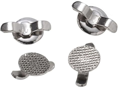 10 Pcs Orthodontic Lingual Buttons with Double Wings 80g Round Mesh Base Dental Button Ortho Buttons (Lingual Buton Cleats -10 Pcs)